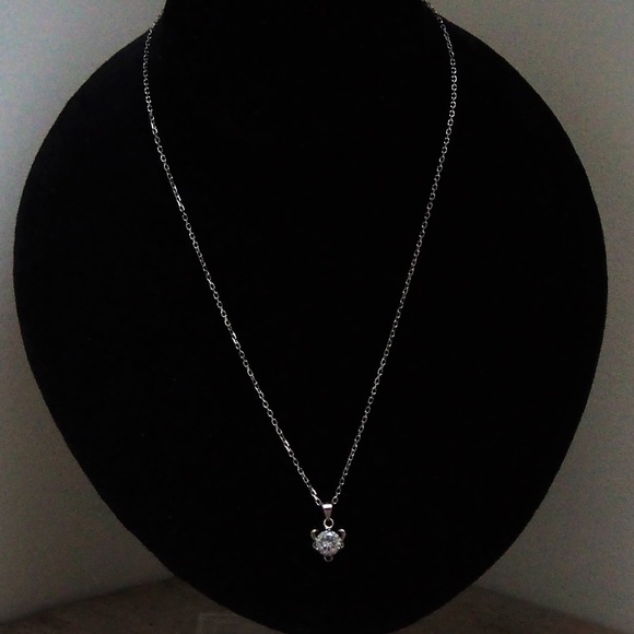 SterlingSilver Chain CZ Sterling PendantNecklace - Picture 3 of 4